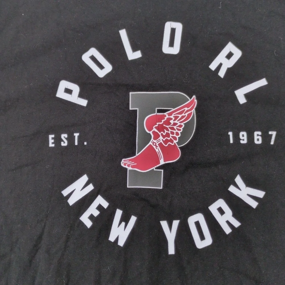 Polo‎ Ralph Lauren P-Wing Stadium Long Sleeve Shirt Men's M Black 1967 Graphic